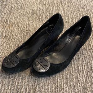 Tory Burch Black suede wedges